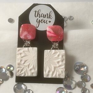 Handcrafted Pink and White Earrings